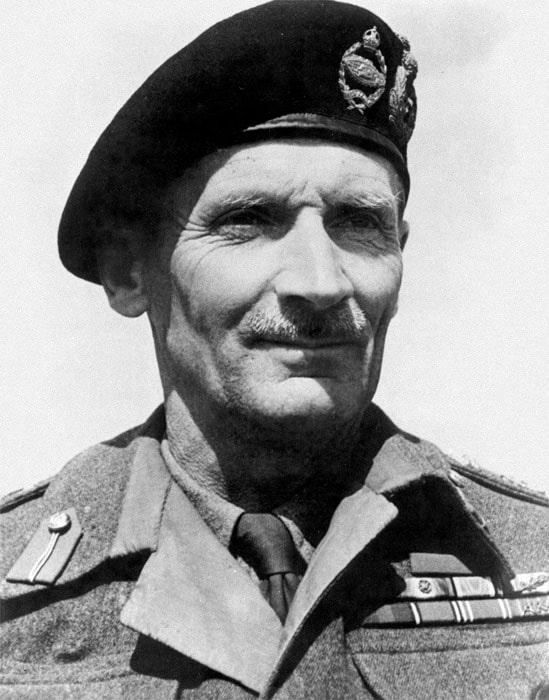 General Montgomery, wearing his iconic Kangol beret
