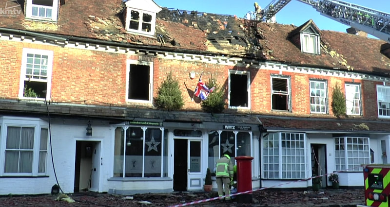 The fire damage to the Grade II listed building is extensive and has affected 4 properties 