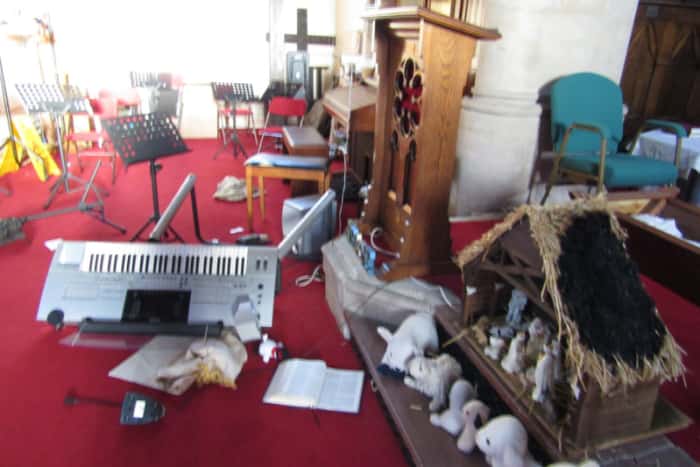 Some of the damage caused at St Leonards-on-Sea Methodist Church. 