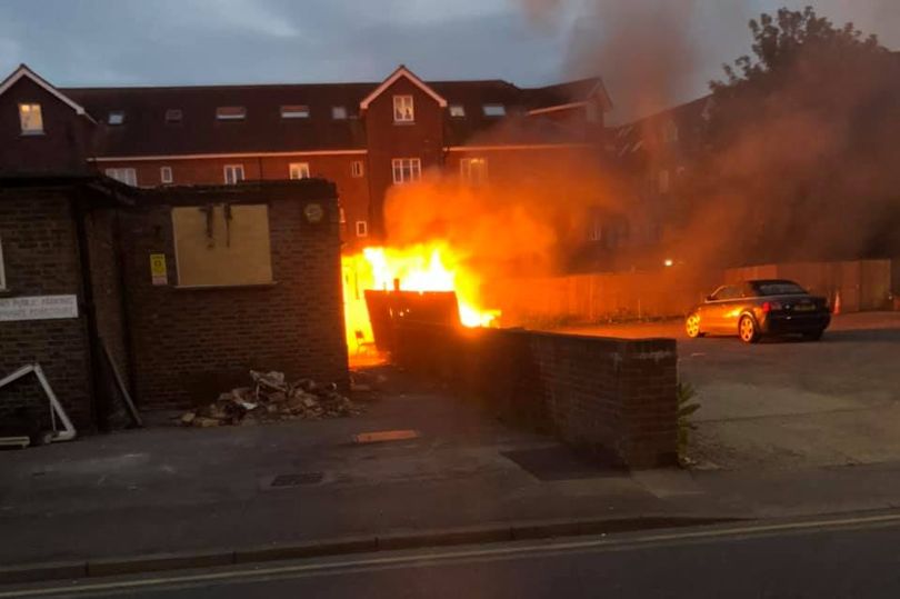 Bright orange flames next to the social club on Wednesday, June 3 (Image: James Dawson)