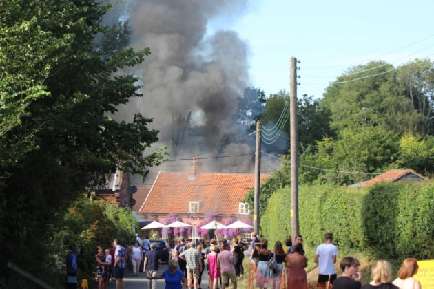 The fire at The Fox Inn at Newbourne 