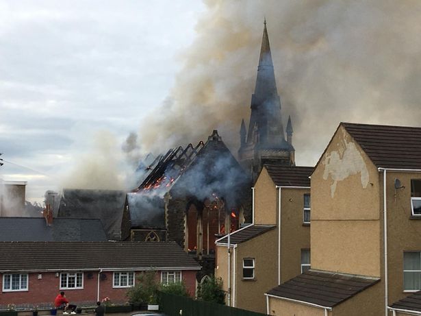 The church appears to have been destroyed in the fire 