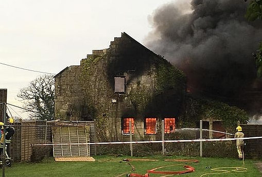 A former factory in Neston in Wiltshire has caught fire 