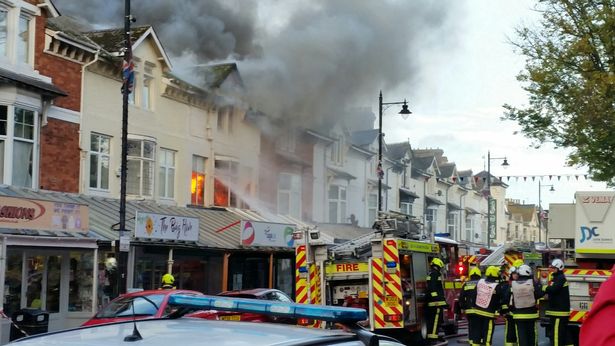 The fire at its height in Torbay Road, Paignton