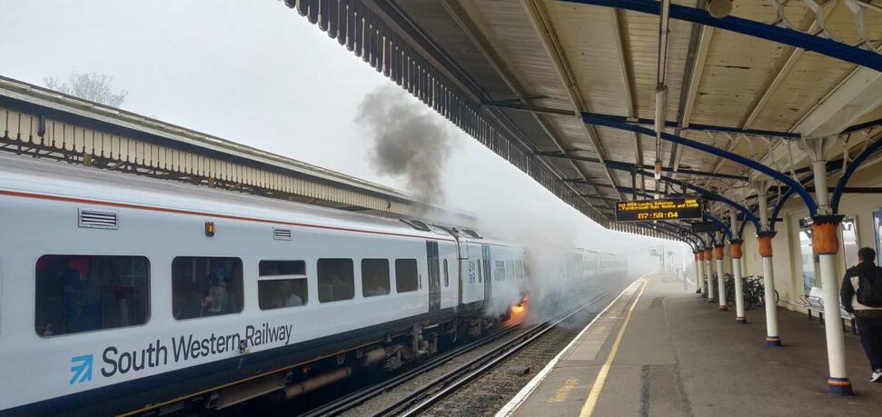 The 07.59 South Western Railway service to London Waterloo caught fire 
