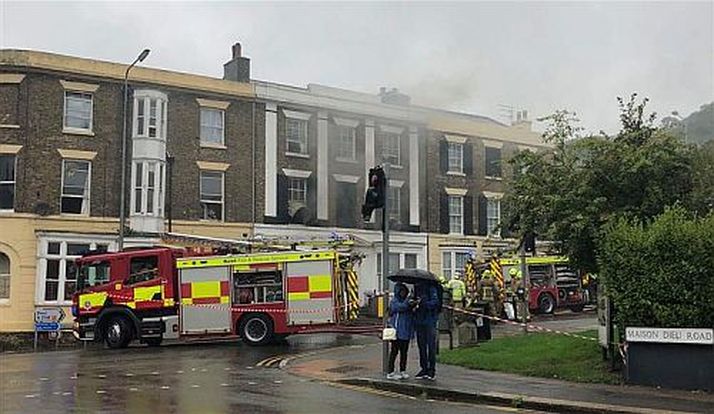 Firefighters were called to the fire at a period property in Dover this morning
