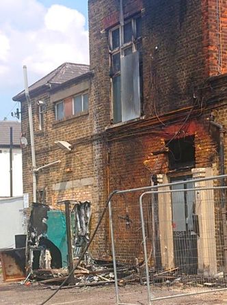 The side of the Ilford pub sustained fire damage