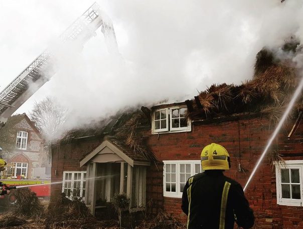The fire involved a detached thatched cottage in the village of Ham
