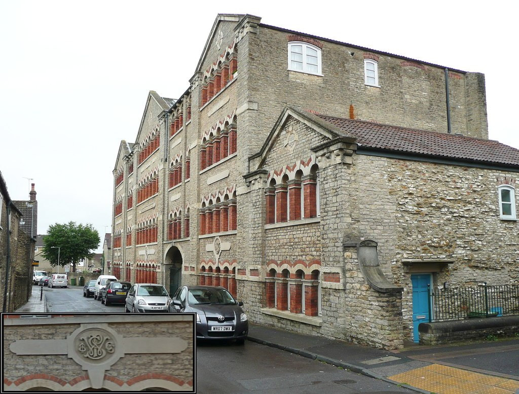 The former Selwood Printing Works (Credits – Main Picture: © Copyright Humphrey Bolton; Inset – Google)