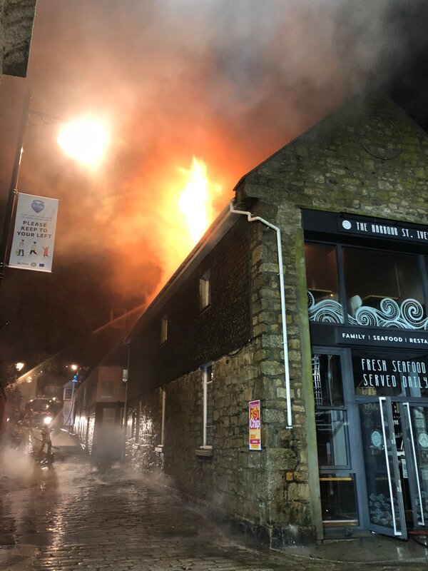The fire broke out in a seafood restaurant. 