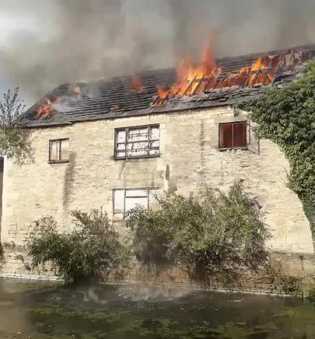 The fire takes hold at the abandoned building in Stroud 