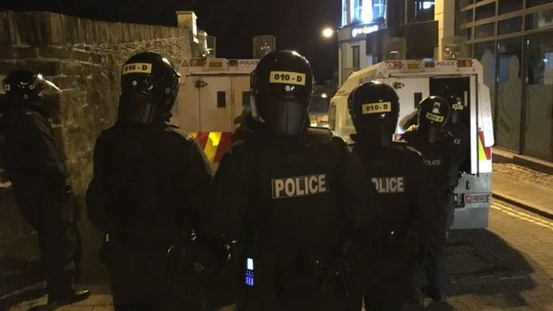 Officers in riot gear were on stand-by in the Bogside area