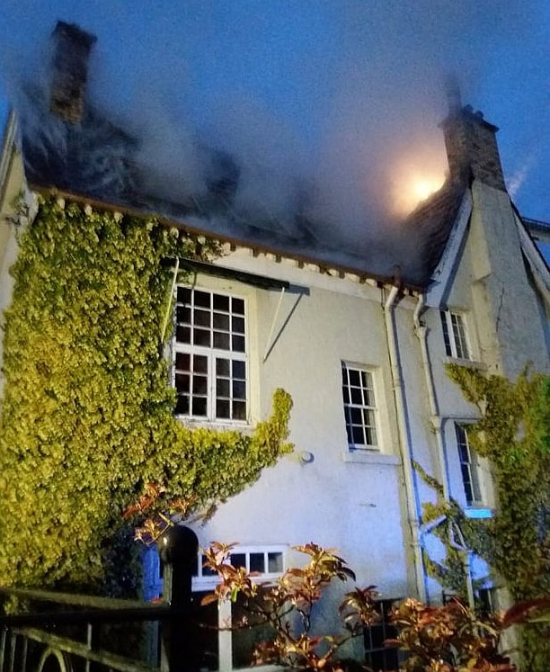 The scene of the fire at the Alderley Edge home