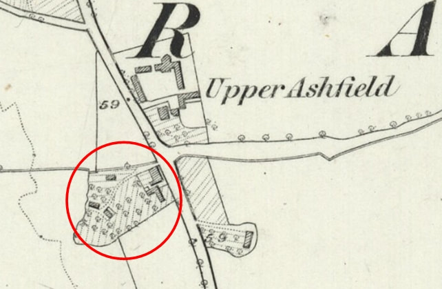 Ashfield Bakery Cottage on the 1871 OS Map