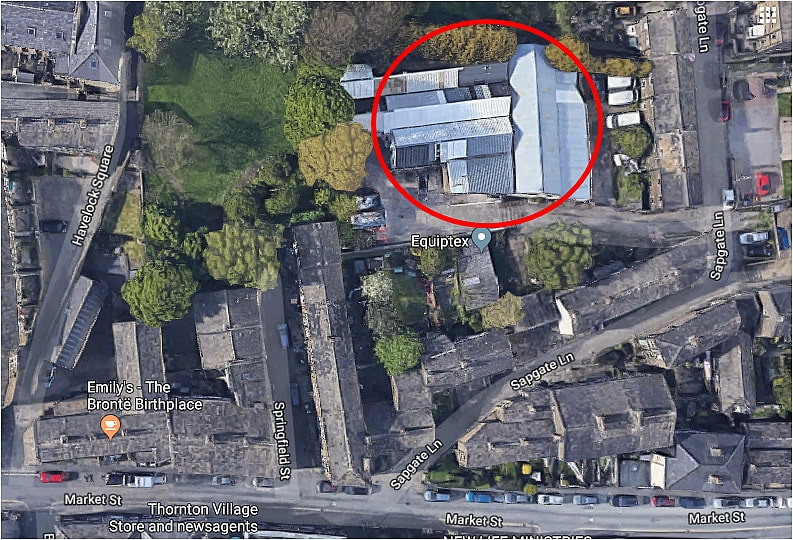 The location of the workshop fire relative to the Bronte birthplace