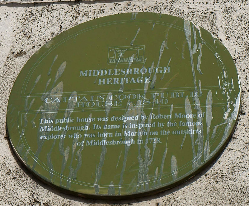 The plaque on The Captain Cook Pub