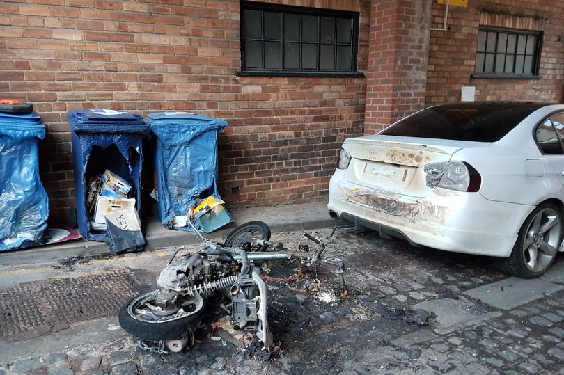 The aftermath of a moped fire in Castle Street, Chester