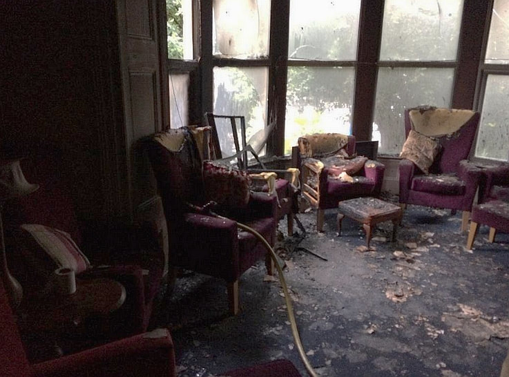 Damage caused to the lounge and furniture