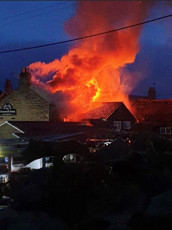 The scene of the fire at the Cresswell Arms - photo North Yorkshire Police Roads Policing Group