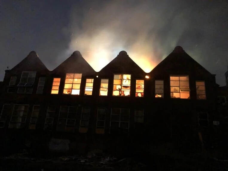 The fire at the former Claughton Centre in Blowers Green Road, Dudley. Photo: West Midlands Fire Service 