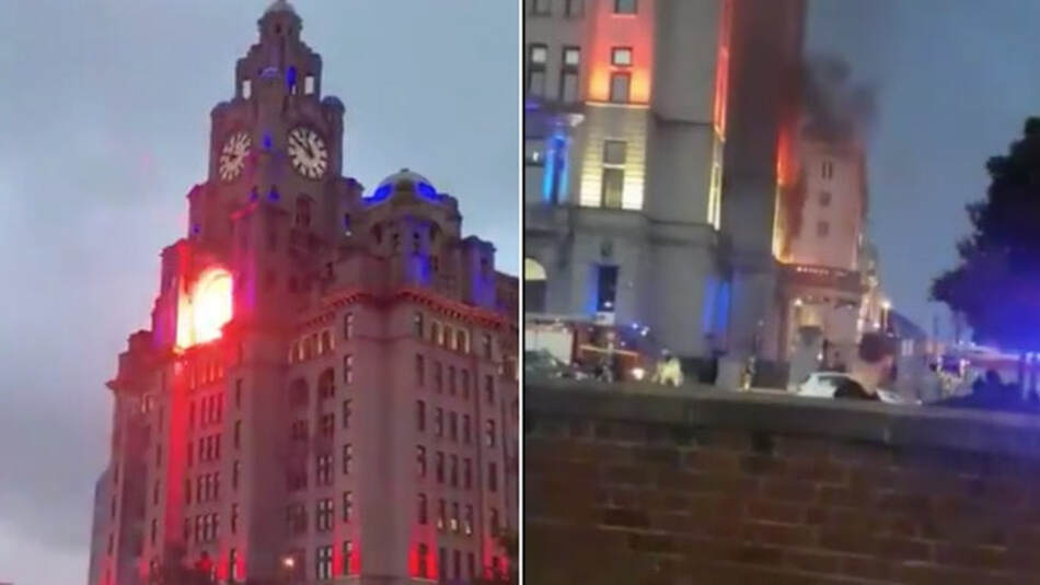 A small fire started on the balcony of the Liver Building