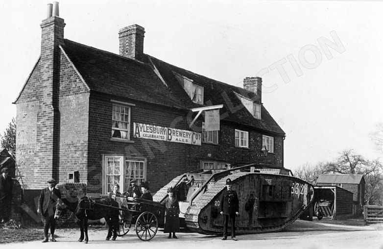 A WWI tank outside the Marquis of Granby pub c.1919