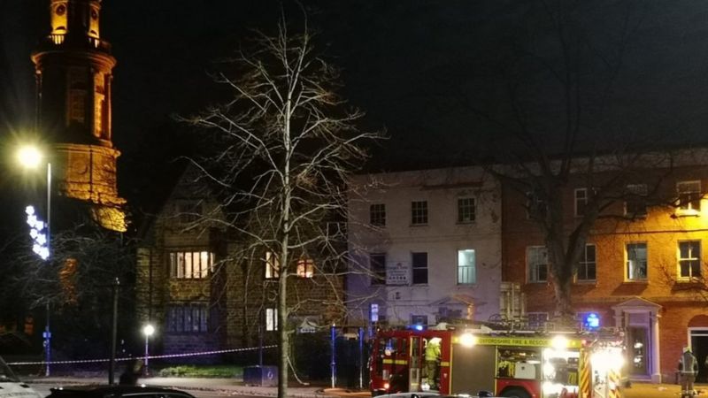 The fire service said the roof and loft of the three-storey building had been damaged
