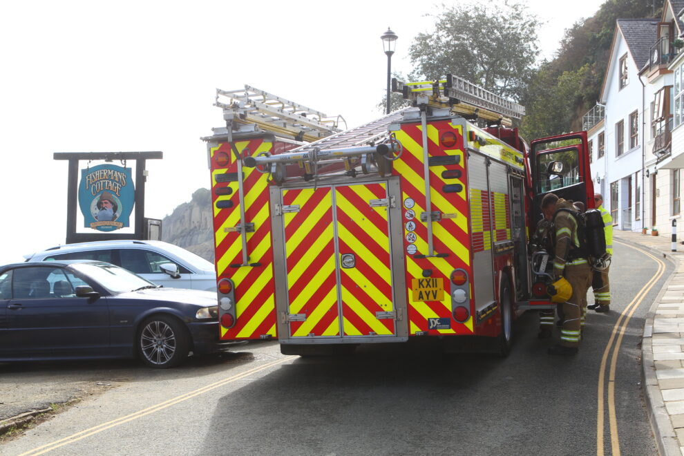 Fire crews outside the Fisherman's Cottage