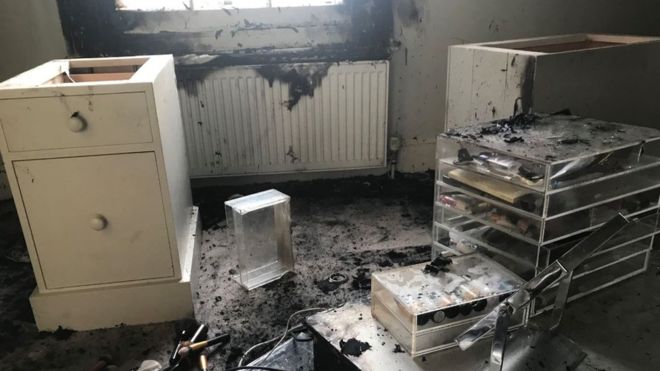 Curtains in the bedroom caught fire when a mirror was left in direct sunlight (Picture: Essex F&RS)