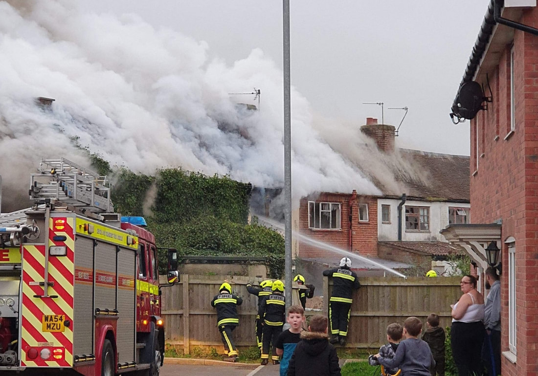 The fire spread rapidly through the shared roof of the Victorian terraced properties.