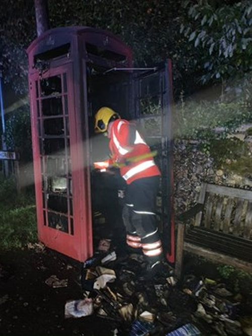 The historic phone box was destroyed in the blaze