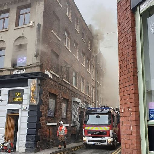 Clouds of smoke in the Northern Quarter after a fire broke out.