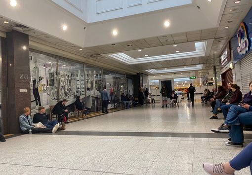 Residents at the Arndale after being evacuated (Image: @Boxrick, Twitter)