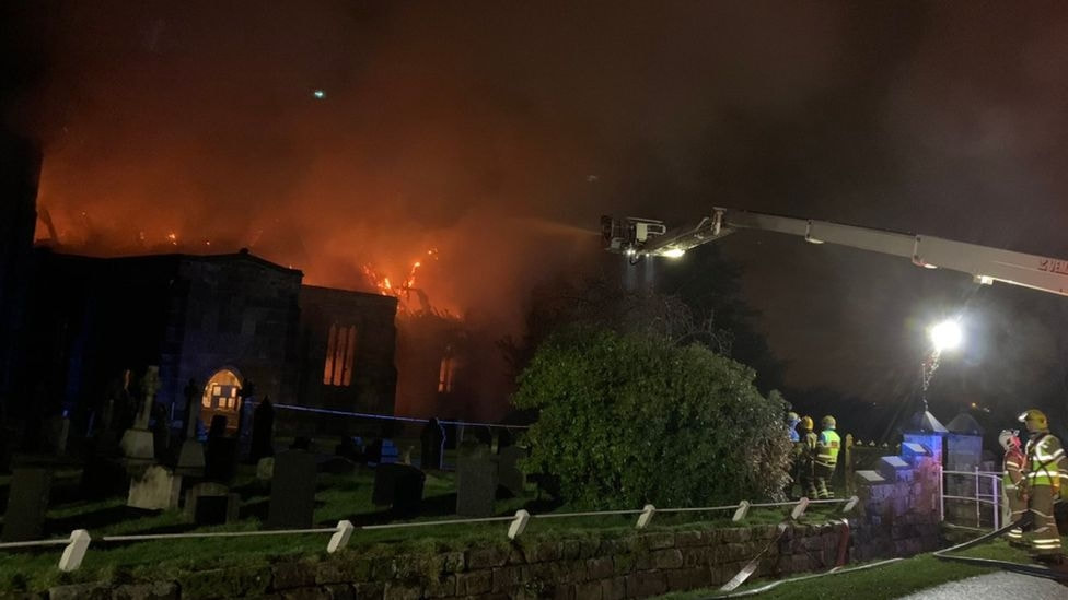 The fire appears to have destroyed parts of the roof (Photo: DFRS)