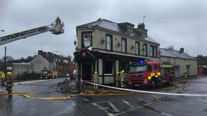 Firefighters said they found "a well-developed fire" at the bar in Armagh