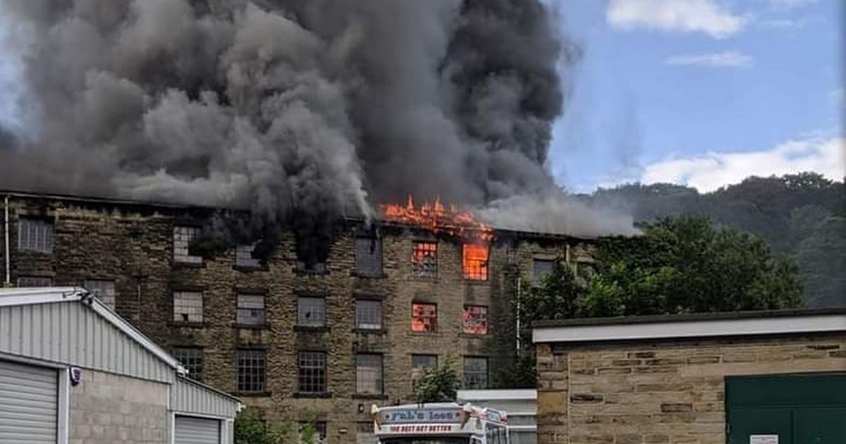 Old Walkleys Cloggs factory fire in Burnley Road, Hebden Bridge (Image: RutheoWoody/Facebook)