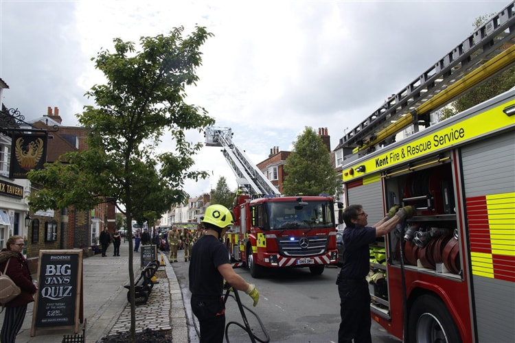 Fire crews at the scene in Faversham. (Picture: Dean Ramsden)