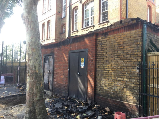 The substation at New City Primary School was destroyed by fire. (Picture: Luke Acton}