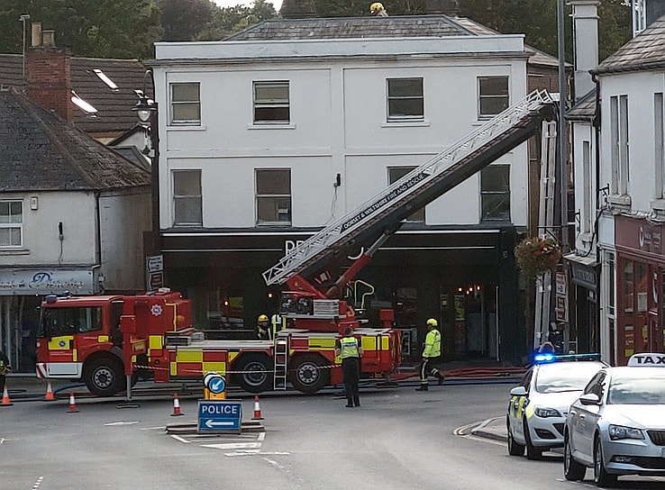  Emergency services responding to a fire at Prezzo in Chippenham on September 4, 2019 
