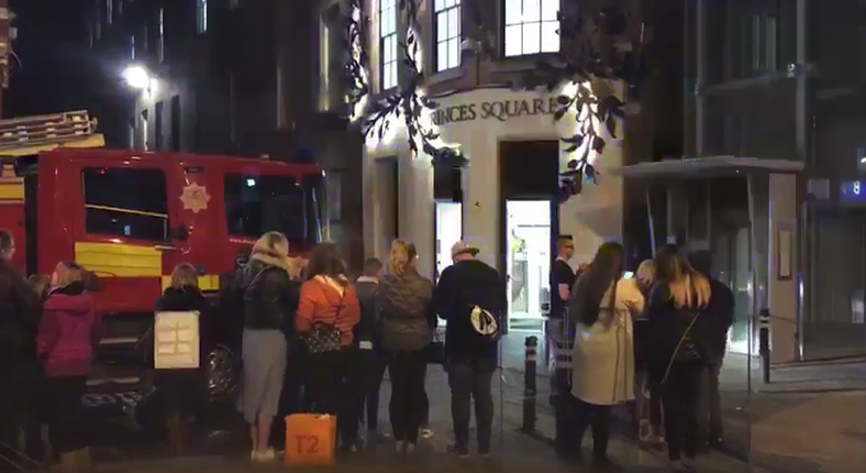 Mother's Day revellers had to ditch their meals after a fire broke out in Prince's Square