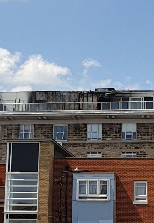  The flat has been left blackened by smoke after the fire ripped through the flat (Image: @Ry_nFleming/Twitter) 