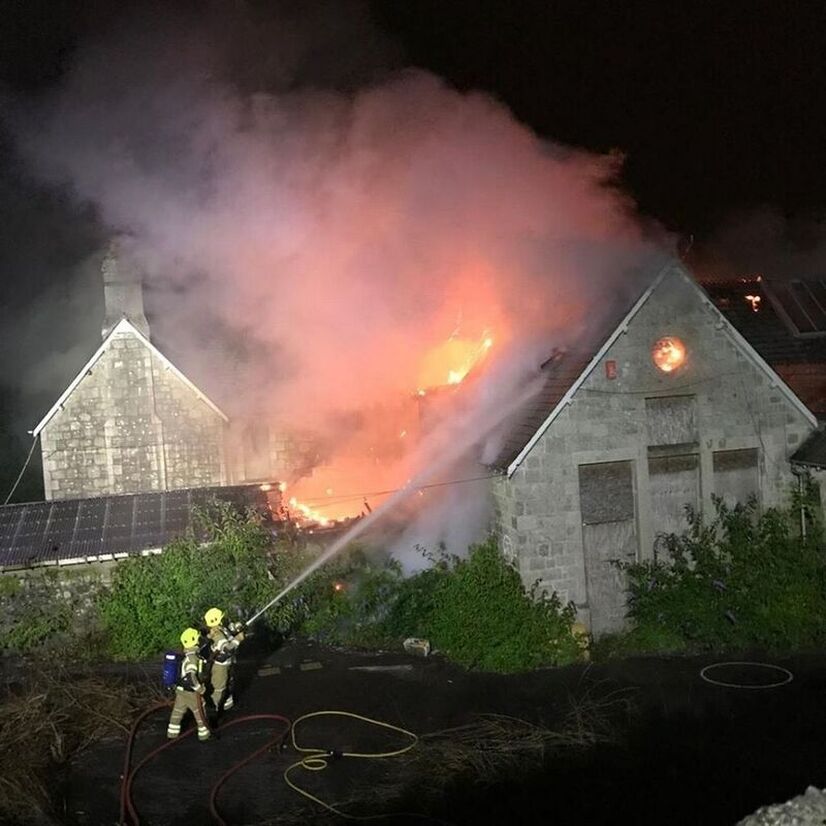 Fire at the old Carclaze Infant School in St Austell (Image: St Austell Community Fire Station)
