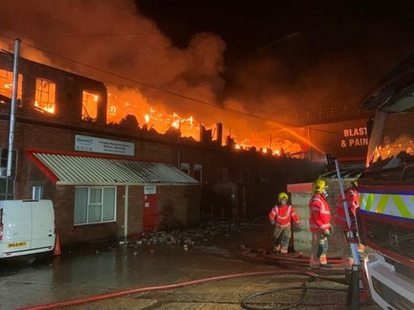  The blaze on Adamson Industrial Estate (Image: GMFS) 