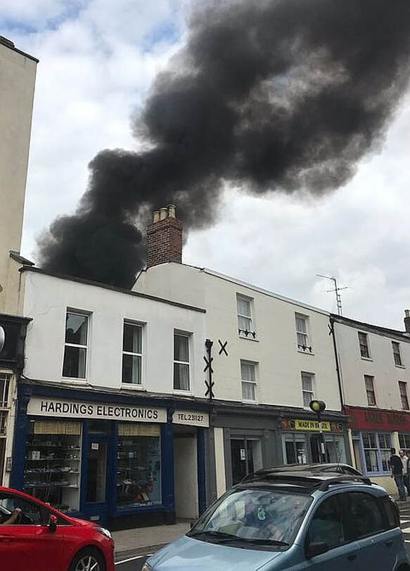 The fire was just behind the historic building