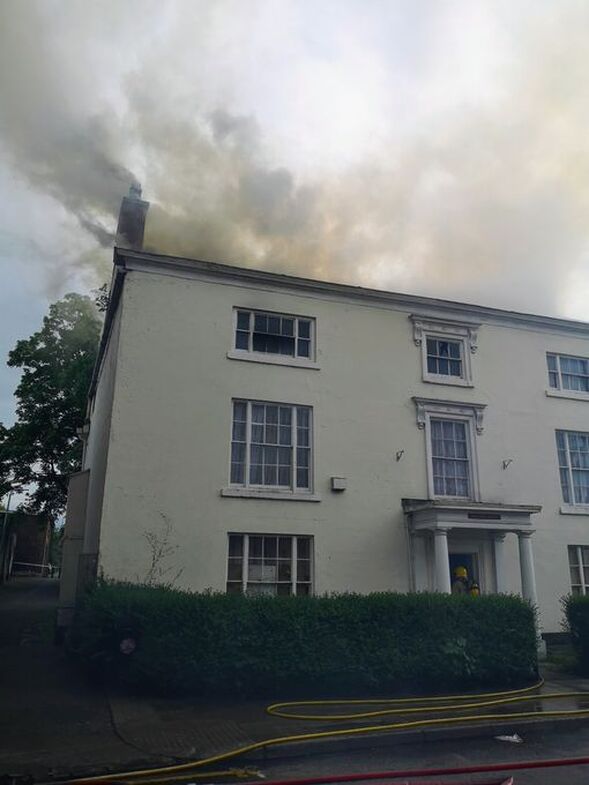 On arrival the crews discovered a fire on the second floor of the property (Image: Twitter: @AlsagerFS)