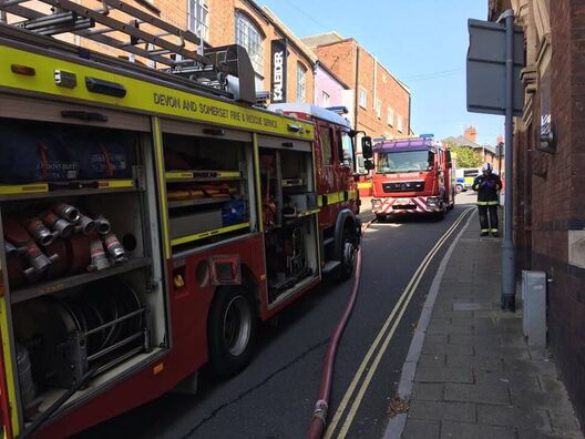 The blaze broke out in Preston Street, Exeter. Photo: Danes Castle Fire Station.