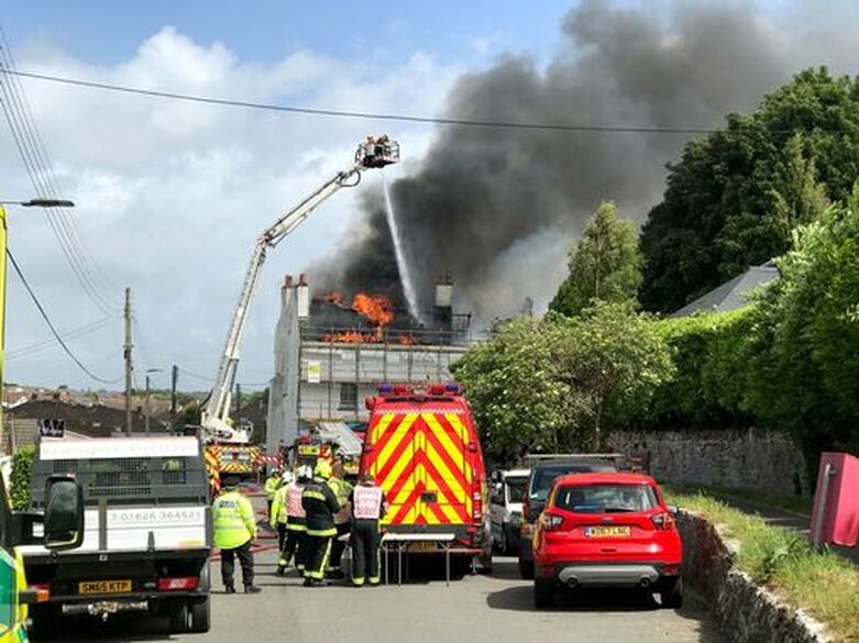 The scene of a major house fire in Kingsteignton this morning (Image: Andy Styles)