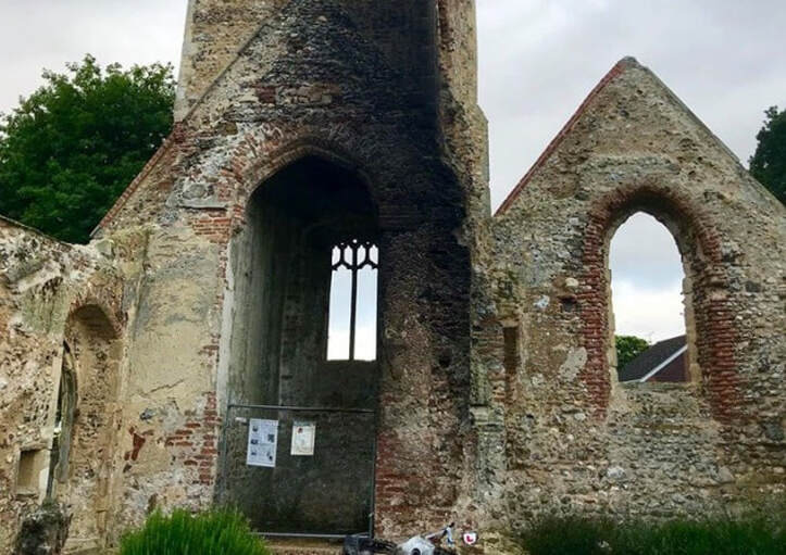 St Margaret's Ruined Church in Hopton was torched in an arson attack in the early hours of Friday morning. (Picture: Ian Wall)