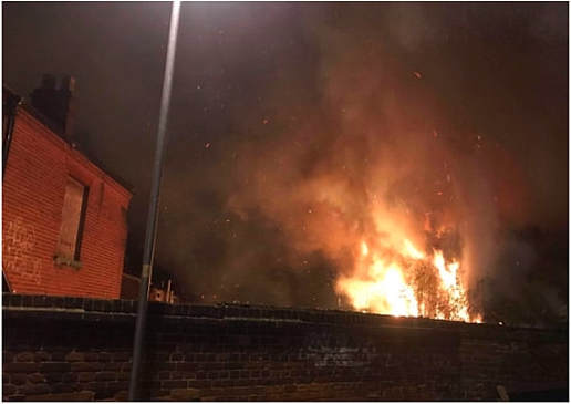 Fire in a stable behind the former Magpie Pub in Norwich.