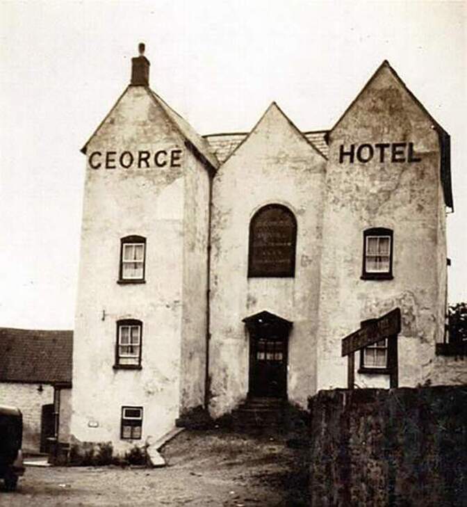 This old photograph of the inn shows three high gables which give it a slightly spooky Gothic appearance. These were removed in 1947 and replaced with the present flat roof.